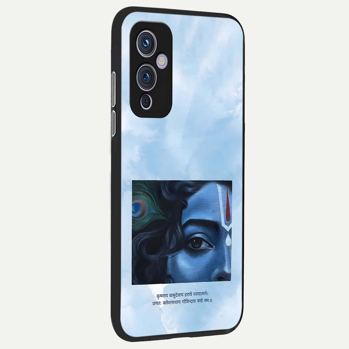 Spiritual Krishna back cover For OnePlus 9 slim fit glass case with vibrant aesthetic design