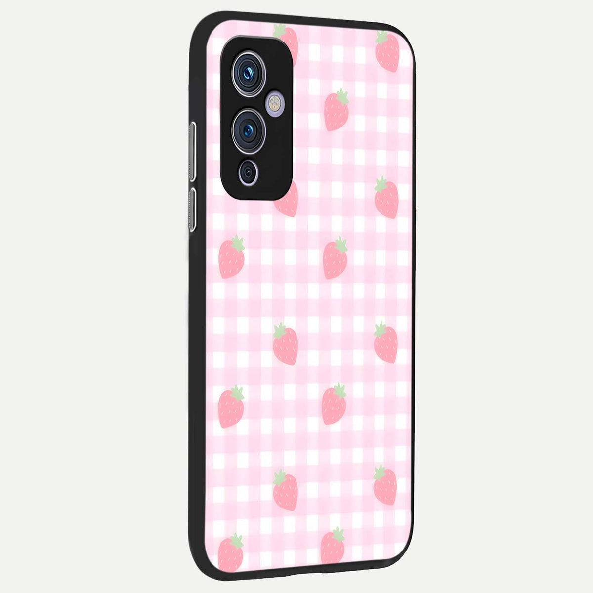 Strawberry Picnic Love back cover For OnePlus 9 slim fit glass case with vibrant aesthetic design