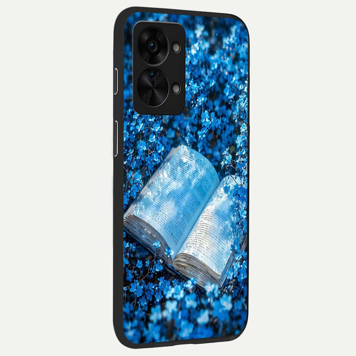 Blue Bloom Tales back cover For OnePlus Nord 2T slim fit glass case with vibrant aesthetic design