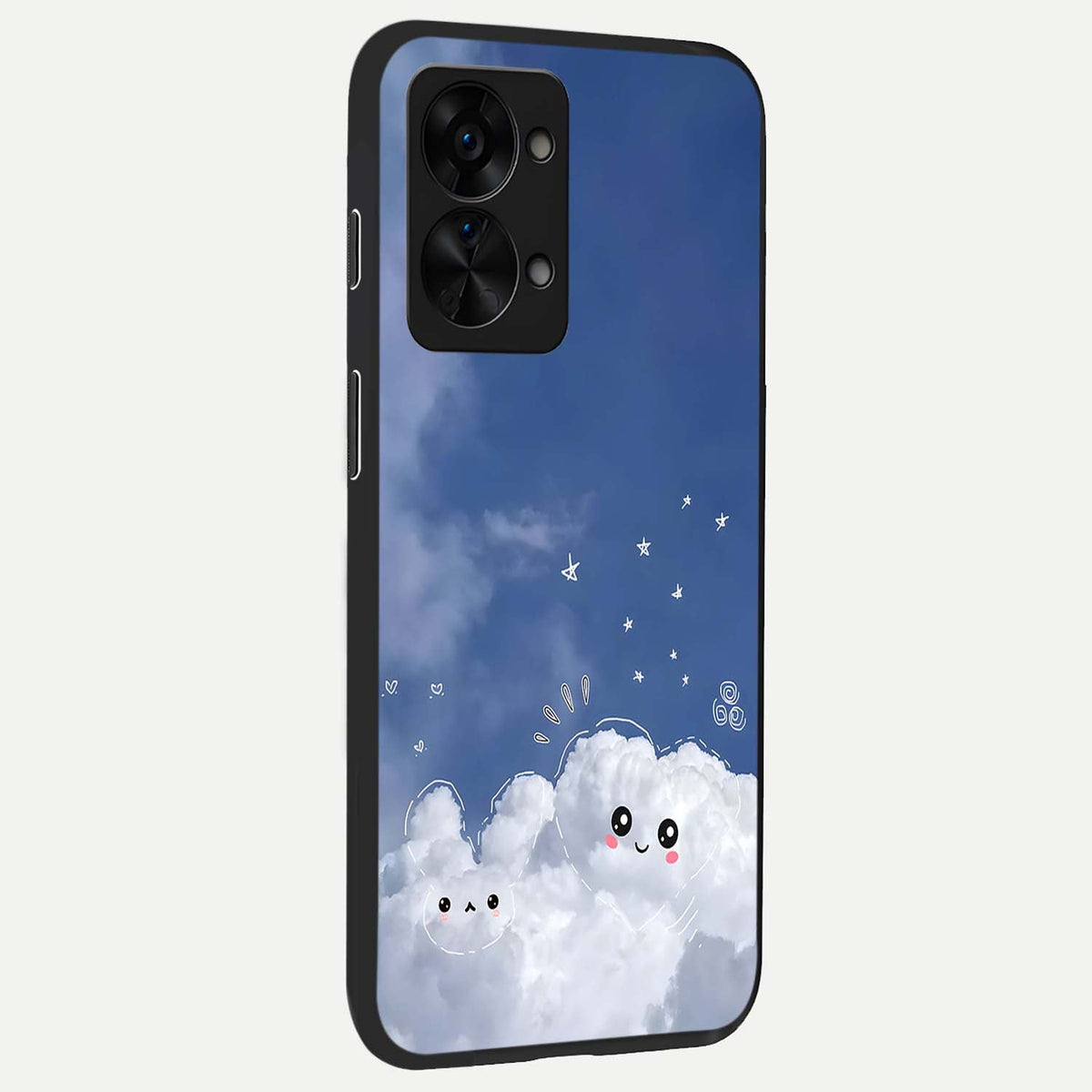 Cute Blossom Cloud back cover For OnePlus Nord 2T slim fit glass case with vibrant aesthetic design