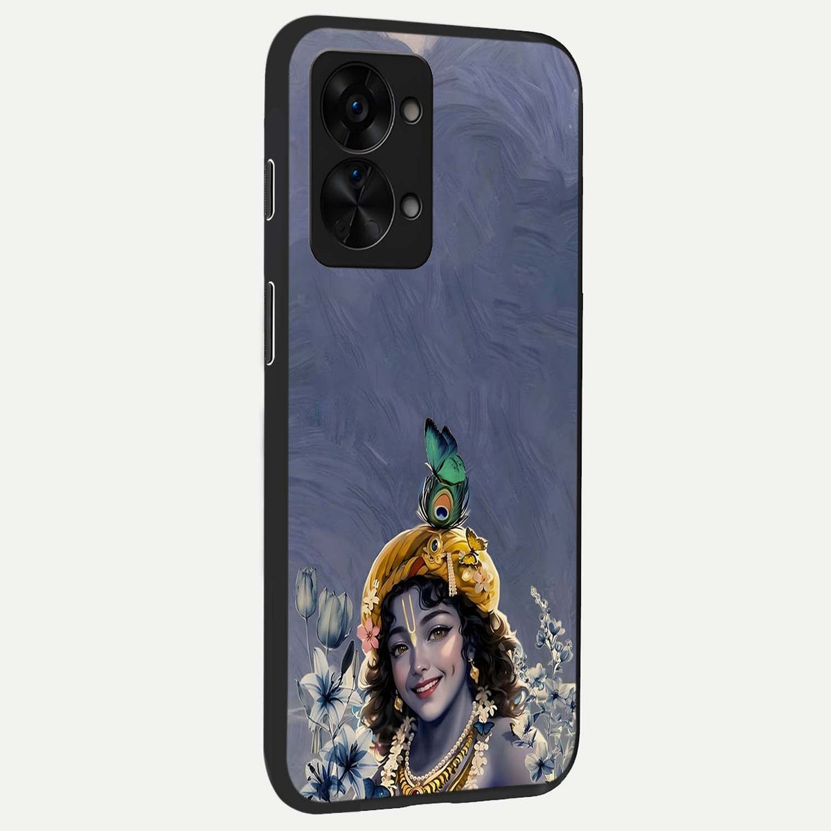 Lord Krishna back cover For OnePlus Nord 2T slim fit glass case with vibrant aesthetic design