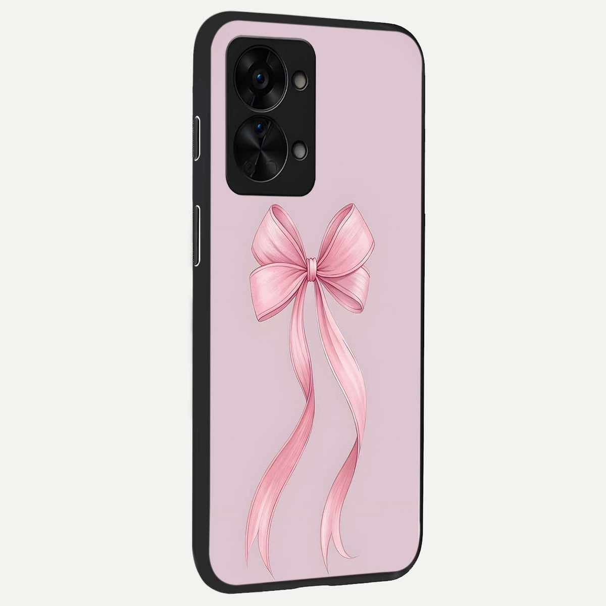 Soft Blush Bow back cover For OnePlus Nord 2T slim fit glass case with vibrant aesthetic design