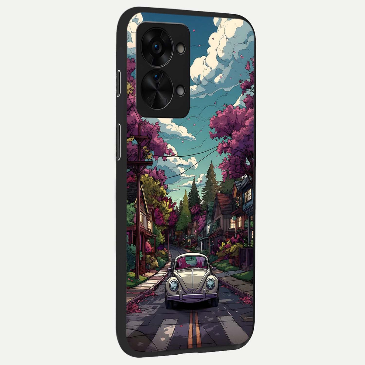 Vintage Street Drive back cover For OnePlus Nord 2T slim fit glass case with vibrant aesthetic design