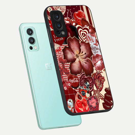 Aesthetic Little Freak phone case For OnePlus Nord 2 showing premium glass back cover with detailed artwork