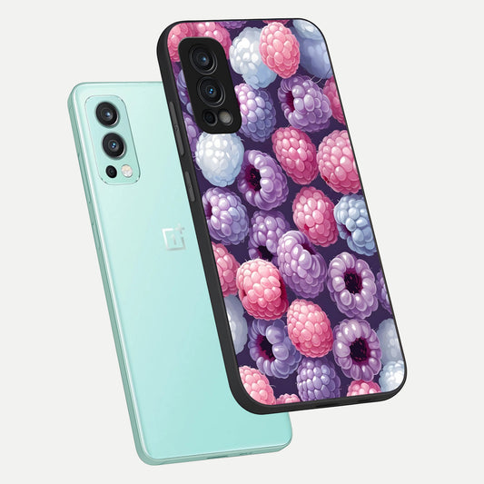 Berry Candy Pop phone case For OnePlus Nord 2 showing premium glass back cover with detailed artwork