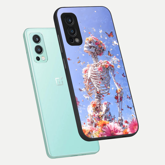Bloom Beyond Bones phone case For OnePlus Nord 2 showing premium glass back cover with detailed artwork