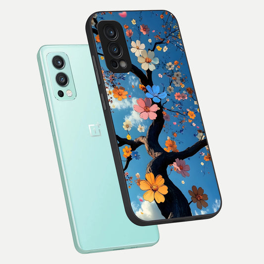 Blossom Dream Sky phone case For OnePlus Nord 2 showing premium glass back cover with detailed artwork