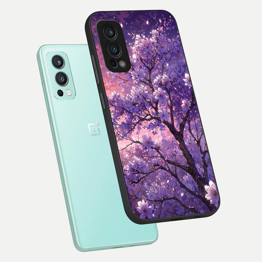 Blossom Tree phone case For OnePlus Nord 2 showing premium glass back cover with detailed artwork