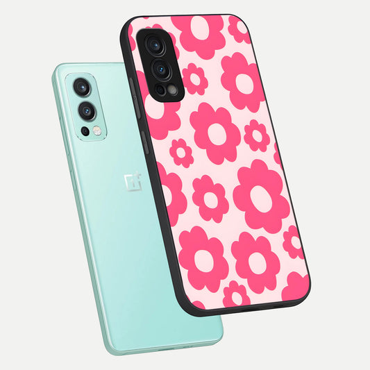 Blush Flower Pop phone case For OnePlus Nord 2 showing premium glass back cover with detailed artwork