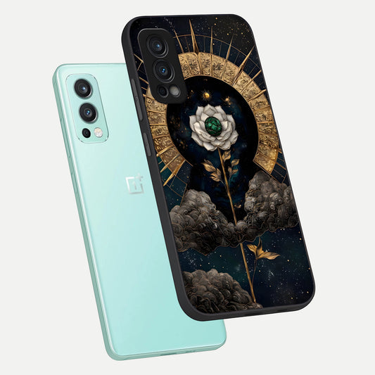 Celestial Lotus Morang phone case For OnePlus Nord 2 showing premium glass back cover with detailed artwork