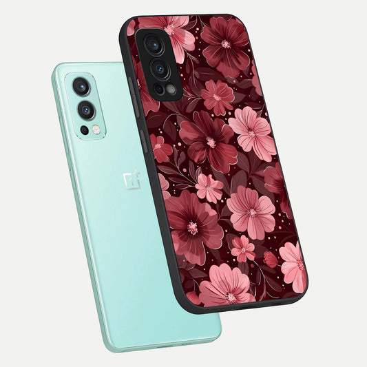 Flower Blush Bloom phone case For OnePlus Nord 2 showing premium glass back cover with detailed artwork