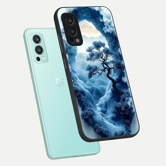 Frozen Serenity Gate phone case For OnePlus Nord 2 showing premium glass back cover with detailed artwork