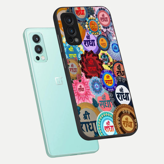 Radha Divine Bloom phone case For OnePlus Nord 2 showing premium glass back cover with detailed artwork