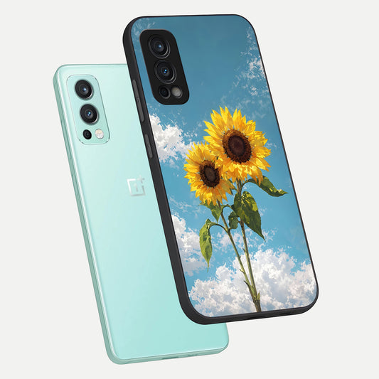 Sunlit Daisy Glow phone case For OnePlus Nord 2 showing premium glass back cover with detailed artwork