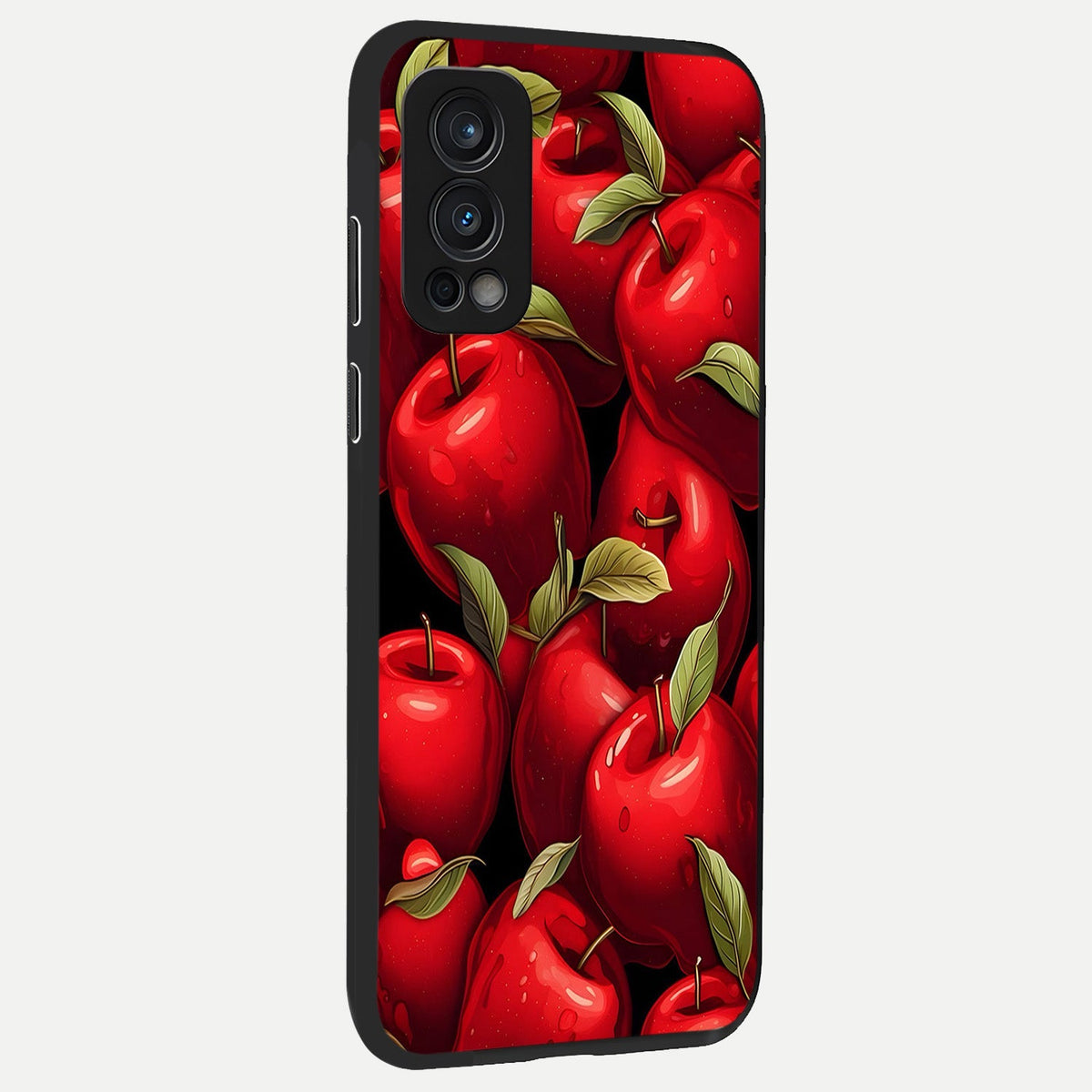 Apple Pattern back cover For OnePlus Nord 2 slim fit glass case with vibrant aesthetic design