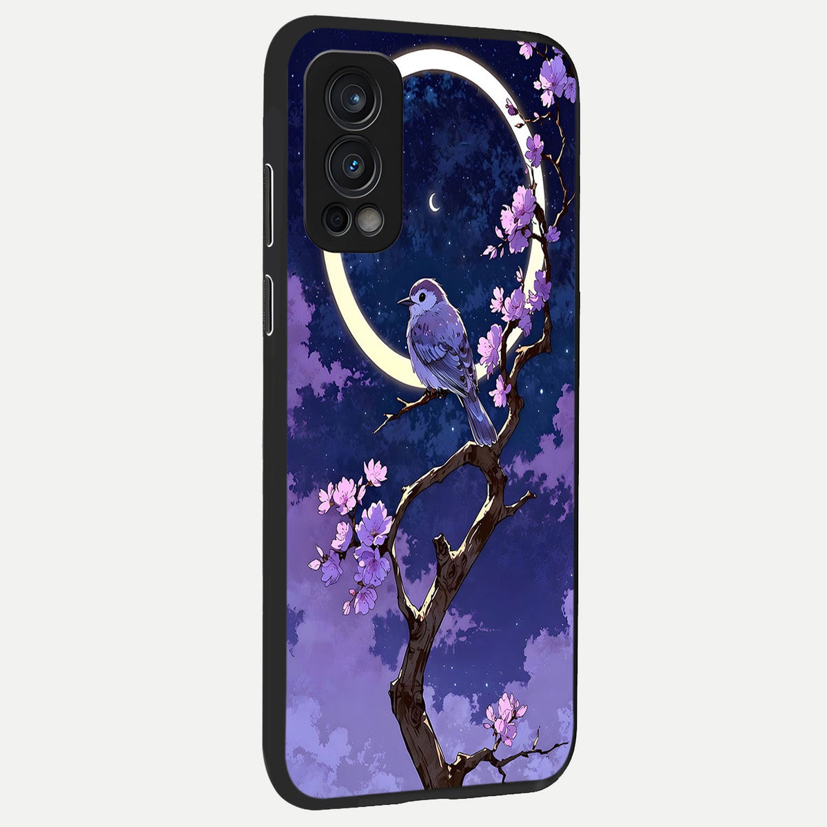 Celestial Bird Blossom back cover For OnePlus Nord 2 slim fit glass case with vibrant aesthetic design
