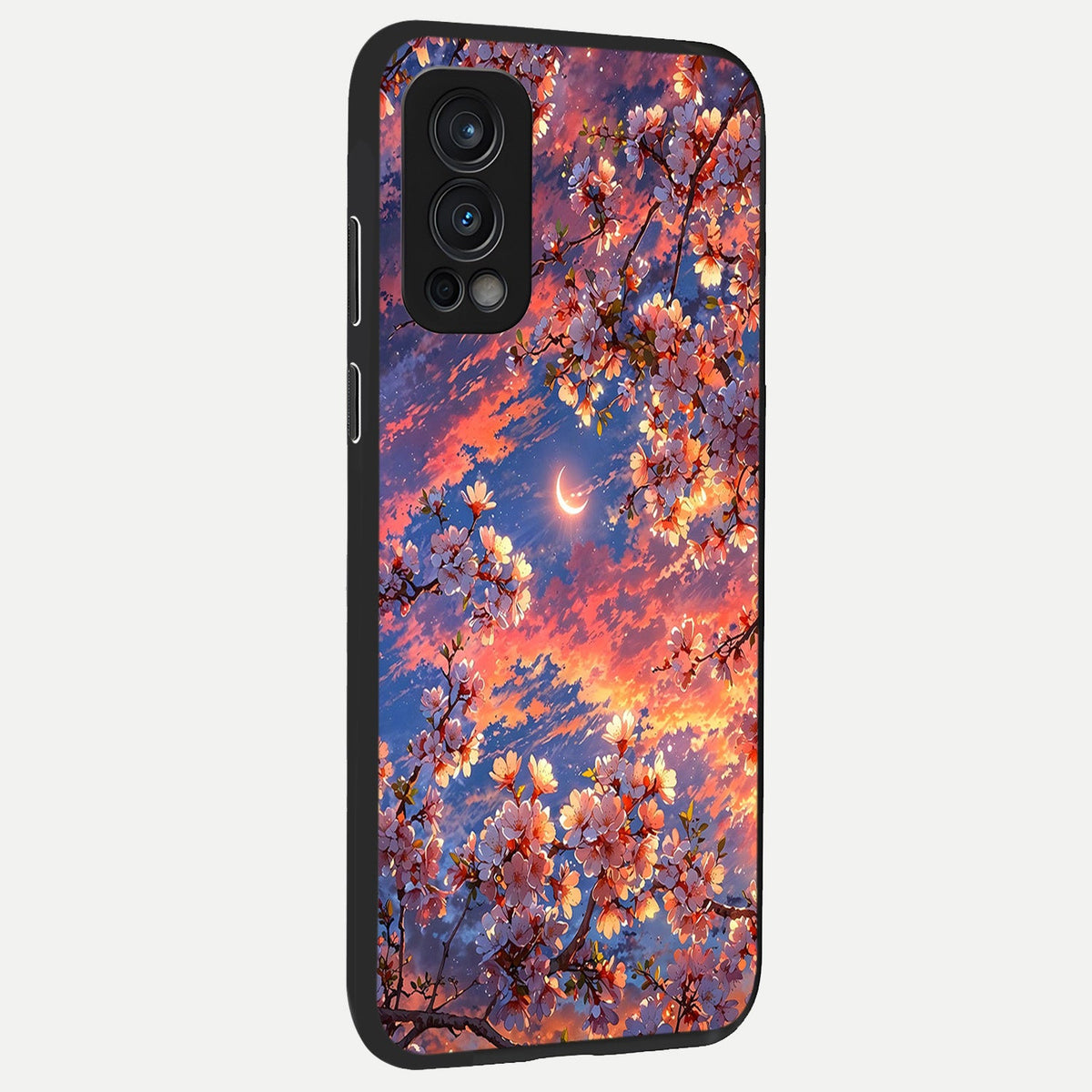 Celestial Sakura Sunset back cover For OnePlus Nord 2 slim fit glass case with vibrant aesthetic design