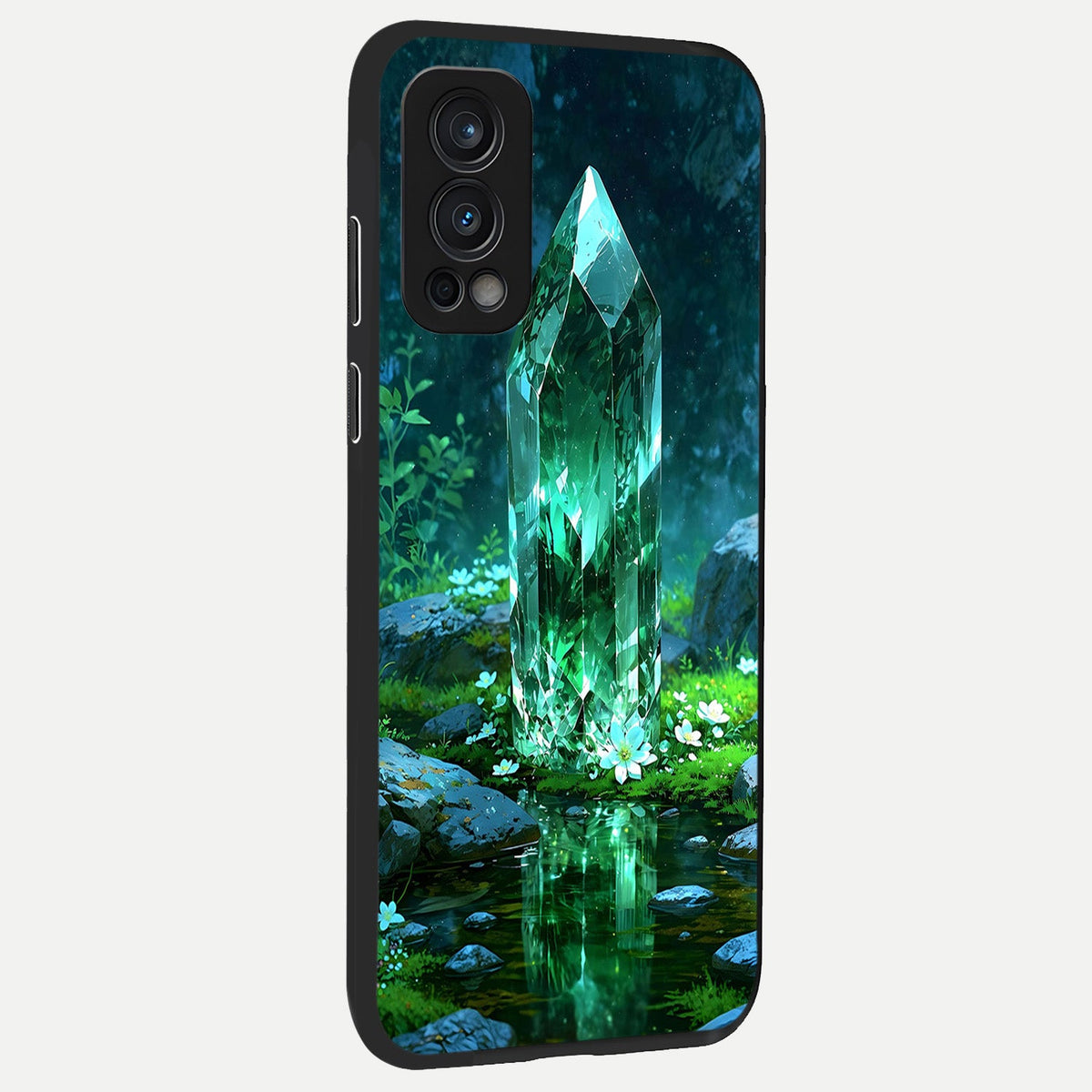 Emerald Light Crystal back cover For OnePlus Nord 2 slim fit glass case with vibrant aesthetic design
