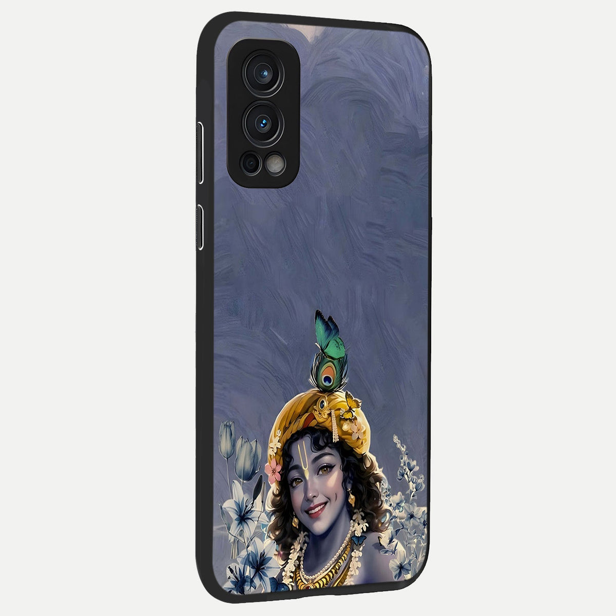 Lord Krishna back cover For OnePlus Nord 2 slim fit glass case with vibrant aesthetic design