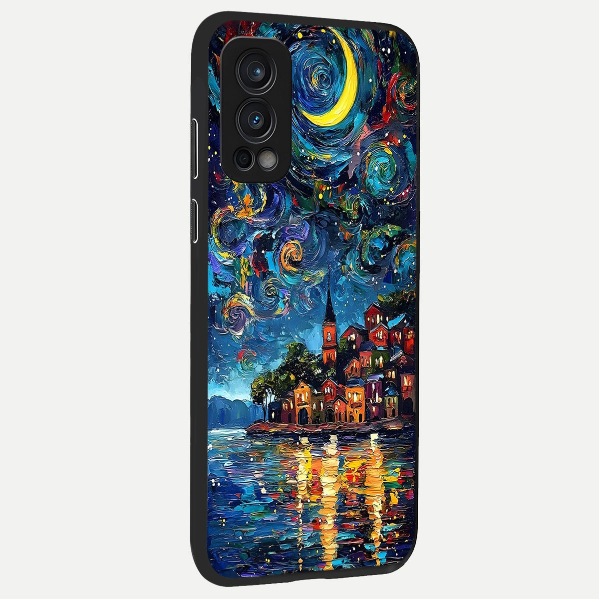 Moonlight Harbor Glow back cover For OnePlus Nord 2 slim fit glass case with vibrant aesthetic design