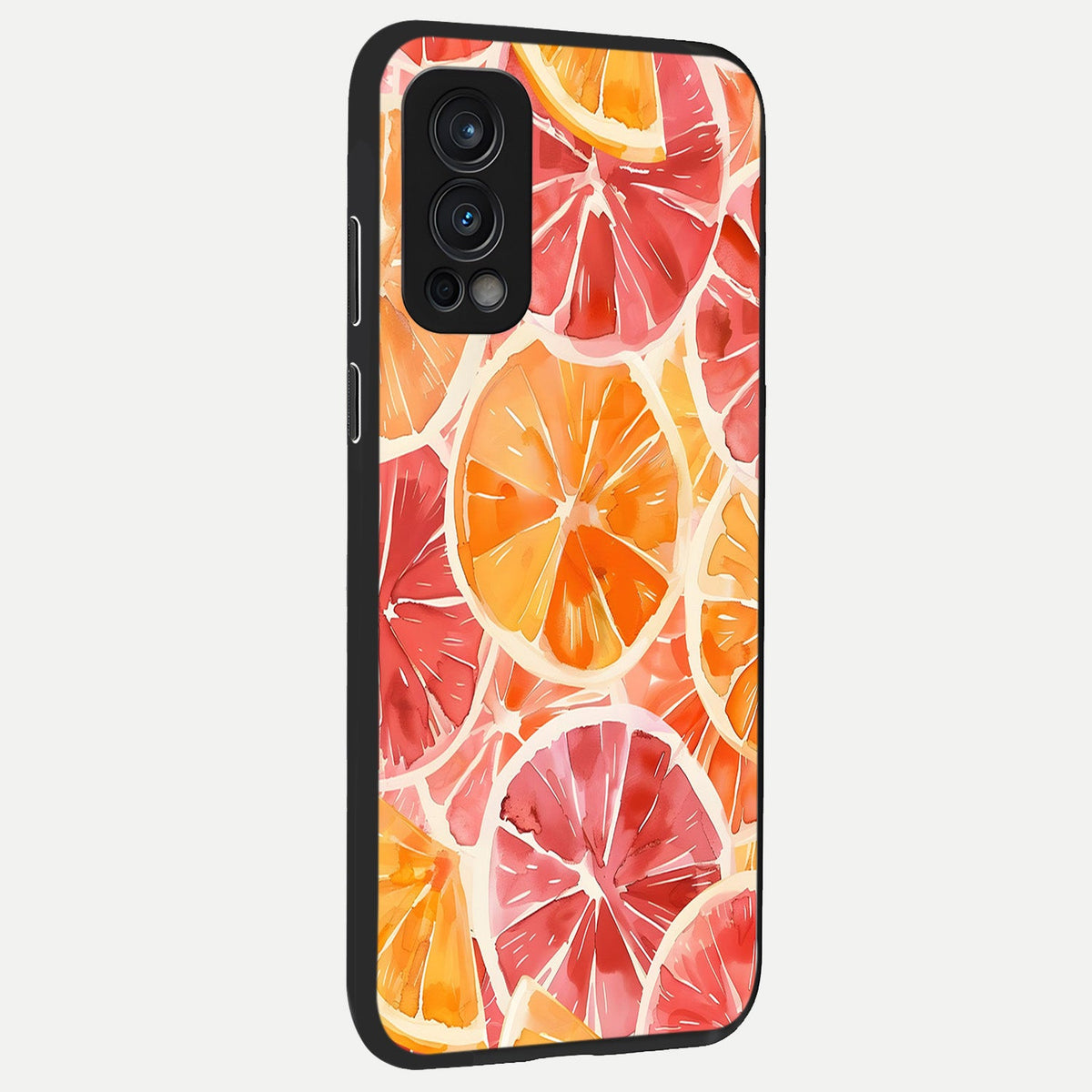 Orange Fruits Pattern back cover For OnePlus Nord 2 slim fit glass case with vibrant aesthetic design