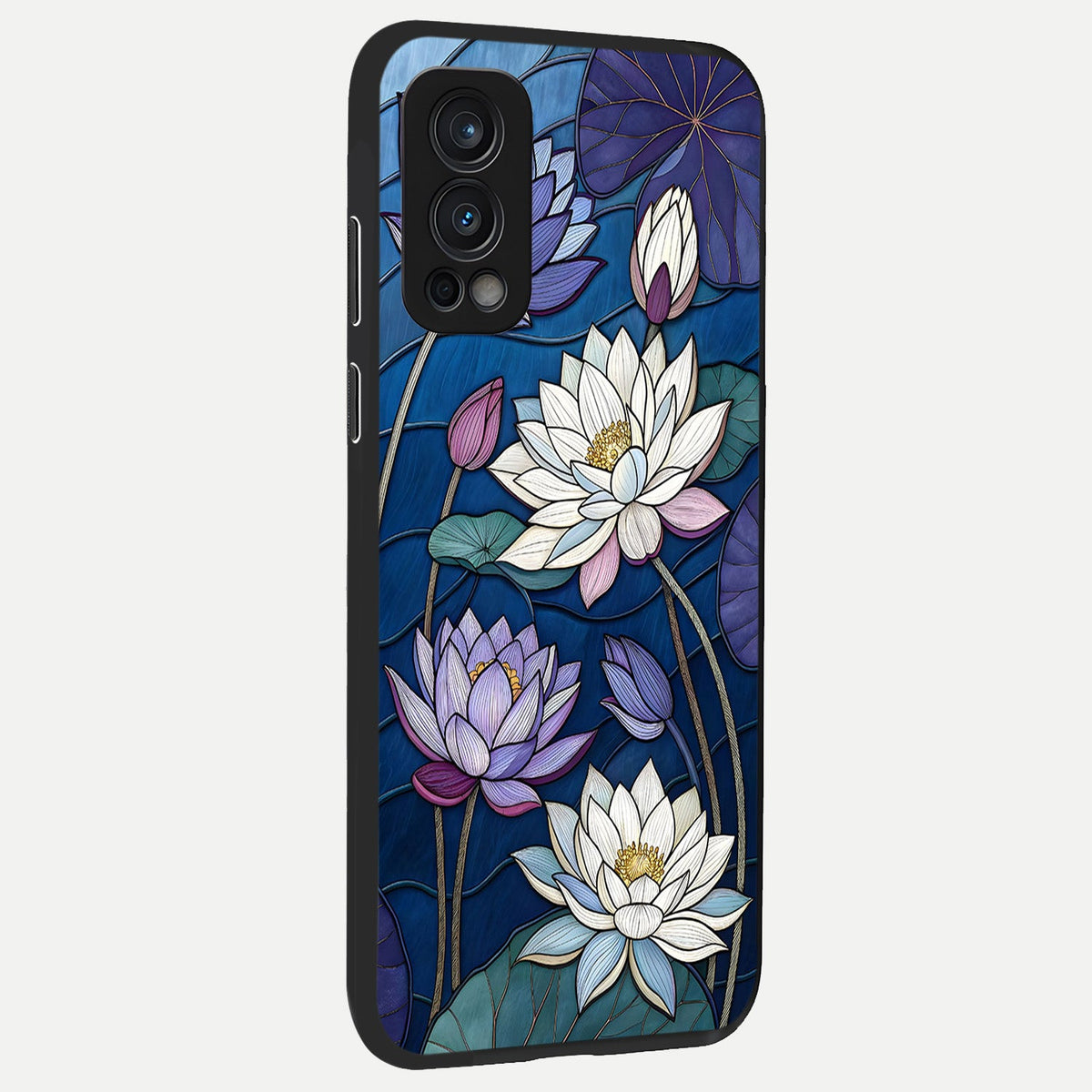 Purple Lotus Stained back cover For OnePlus Nord 2 slim fit glass case with vibrant aesthetic design