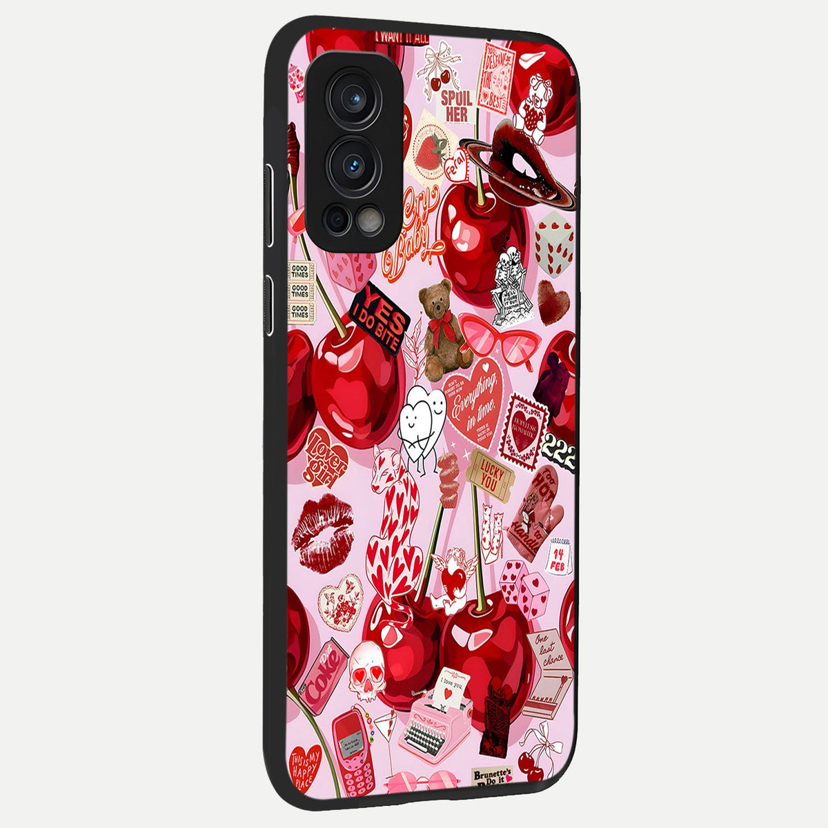 Sweet Cherry Chaos back cover For OnePlus Nord 2 slim fit glass case with vibrant aesthetic design