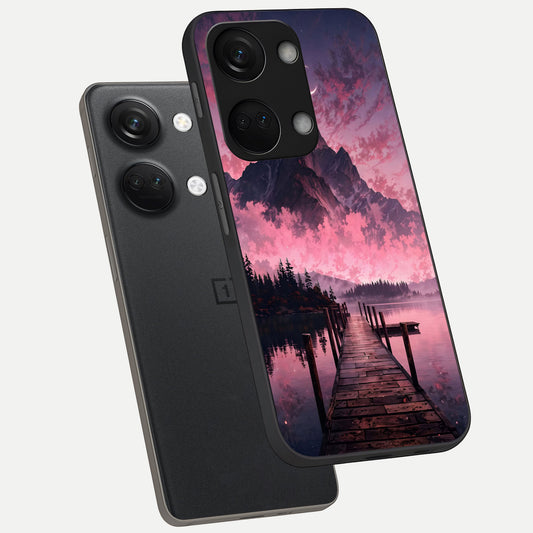 Beautiful Mountain View phone case For Oneplus Nord 3 showing premium glass back cover with detailed artwork