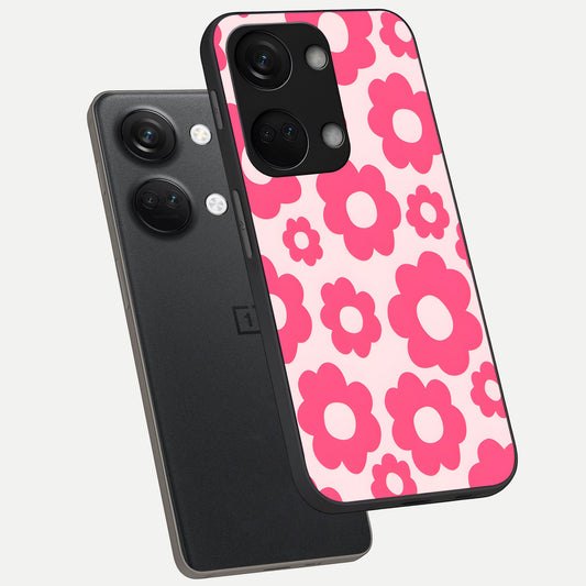 Blush Flower Pop phone case For Oneplus Nord 3 showing premium glass back cover with detailed artwork