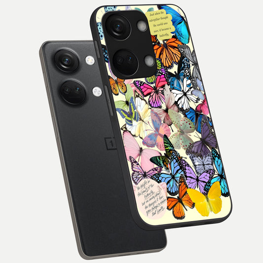 Butterflies Petal Dream phone case For Oneplus Nord 3 showing premium glass back cover with detailed artwork