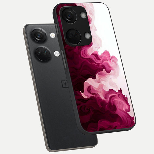 Crimson Wave Flow phone case For Oneplus Nord 3 showing premium glass back cover with detailed artwork
