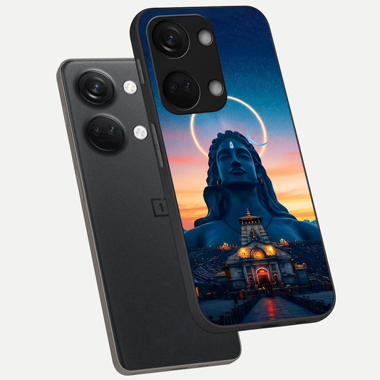 Eternal Shiva Aura phone case For Oneplus Nord 3 showing premium glass back cover with detailed artwork