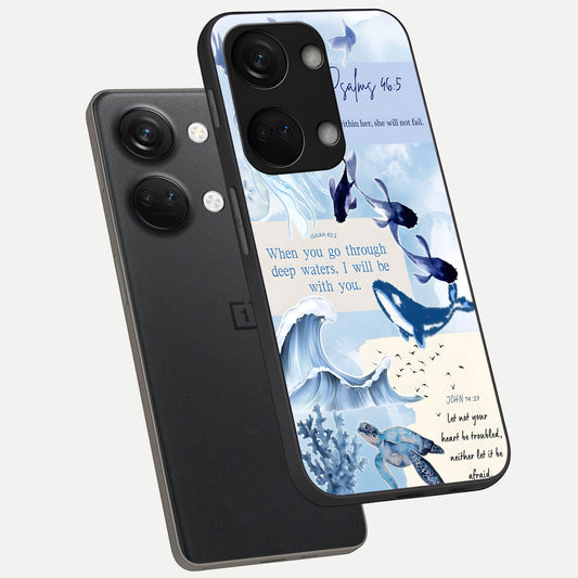 Faithful Ocean Promise phone case For Oneplus Nord 3 showing premium glass back cover with detailed artwork