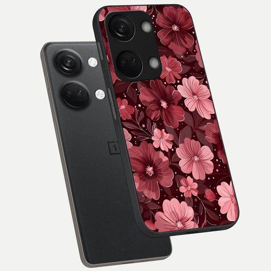 Flower Blush Bloom phone case For Oneplus Nord 3 showing premium glass back cover with detailed artwork