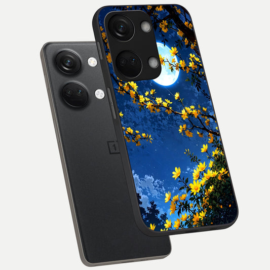 Golden Night Glow phone case For Oneplus Nord 3 showing premium glass back cover with detailed artwork
