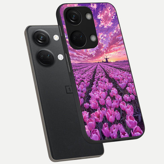 Lavender Dream Skies phone case For Oneplus Nord 3 showing premium glass back cover with detailed artwork