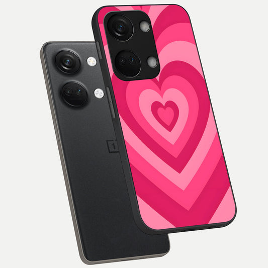 Layered Love Hearts phone case For Oneplus Nord 3 showing premium glass back cover with detailed artwork