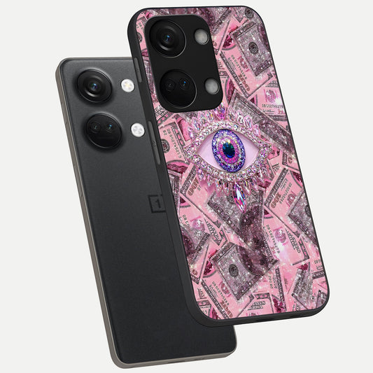 Money Eye Luxe phone case For Oneplus Nord 3 showing premium glass back cover with detailed artwork