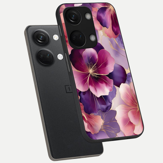 Pink Bouquet Florals phone case For Oneplus Nord 3 showing premium glass back cover with detailed artwork