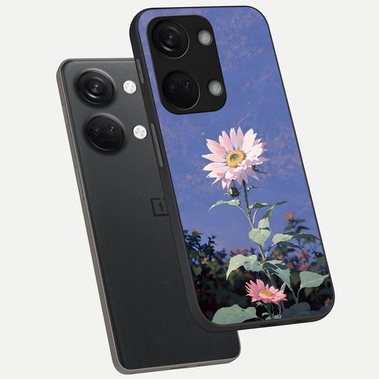 Pink Shells Outline phone case For Oneplus Nord 3 showing premium glass back cover with detailed artwork