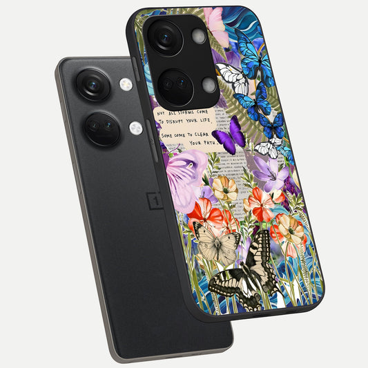 Storm Path Bloom phone case For Oneplus Nord 3 showing premium glass back cover with detailed artwork