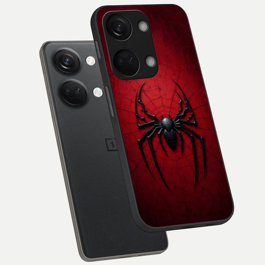 Superhero Web Emblem phone case For Oneplus Nord 3 showing premium glass back cover with detailed artwork