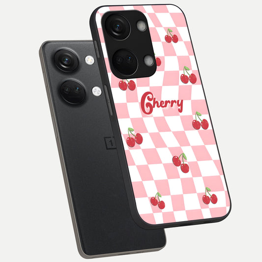 Sweet Cherry Vibes phone case For Oneplus Nord 3 showing premium glass back cover with detailed artwork