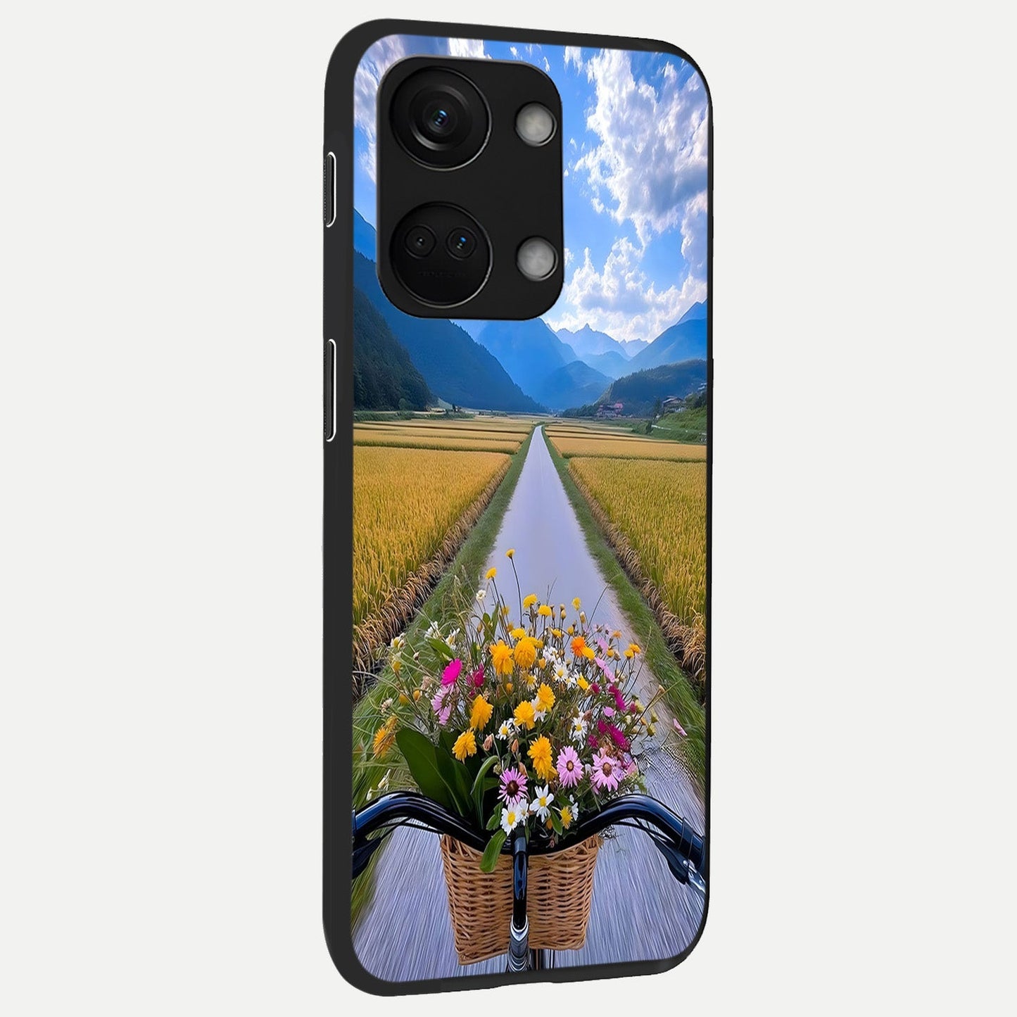 Golden Field Journey back cover For Oneplus Nord 3 slim fit glass case with vibrant aesthetic design