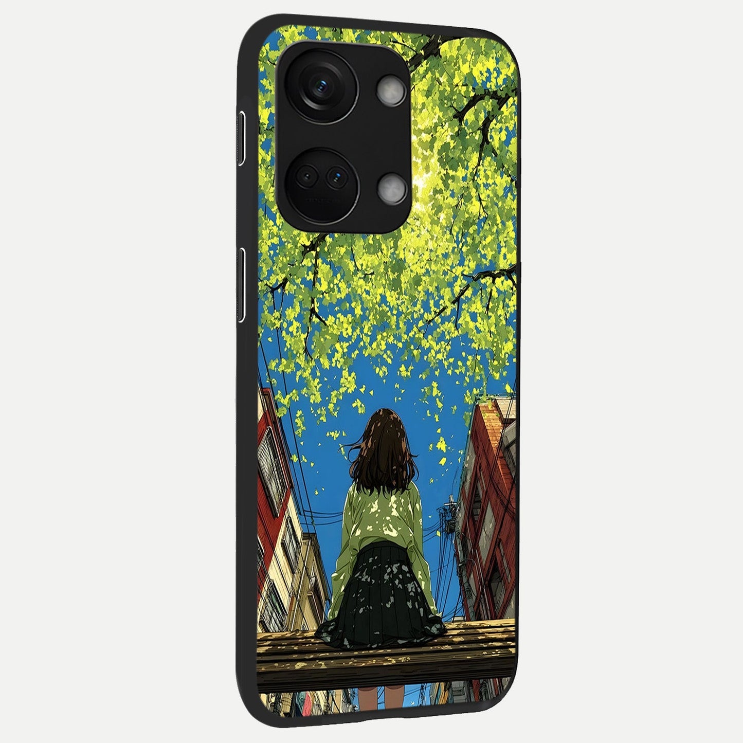 Golden Leaves Glow back cover For Oneplus Nord 3 slim fit glass case with vibrant aesthetic design