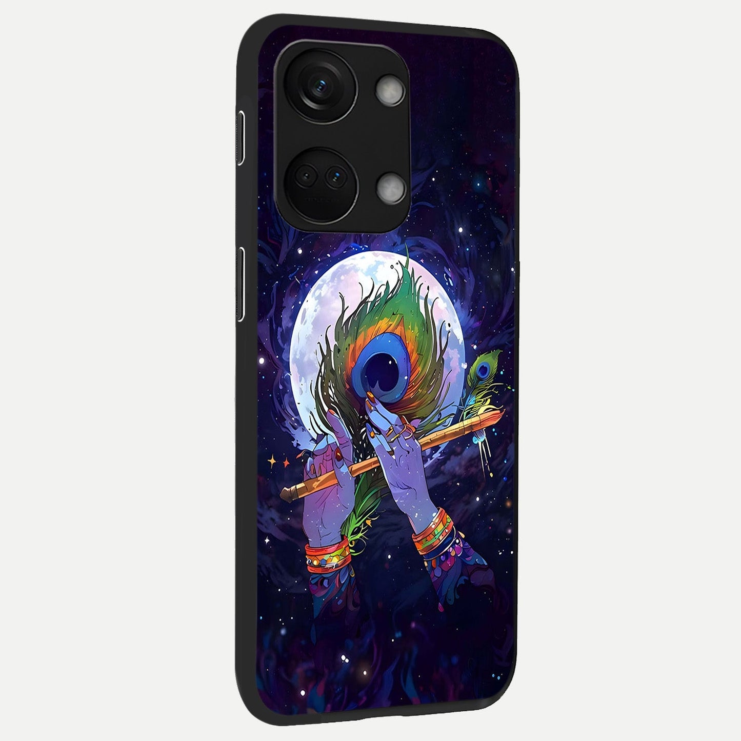 Krishna Hands Art back cover For Oneplus Nord 3 slim fit glass case with vibrant aesthetic design