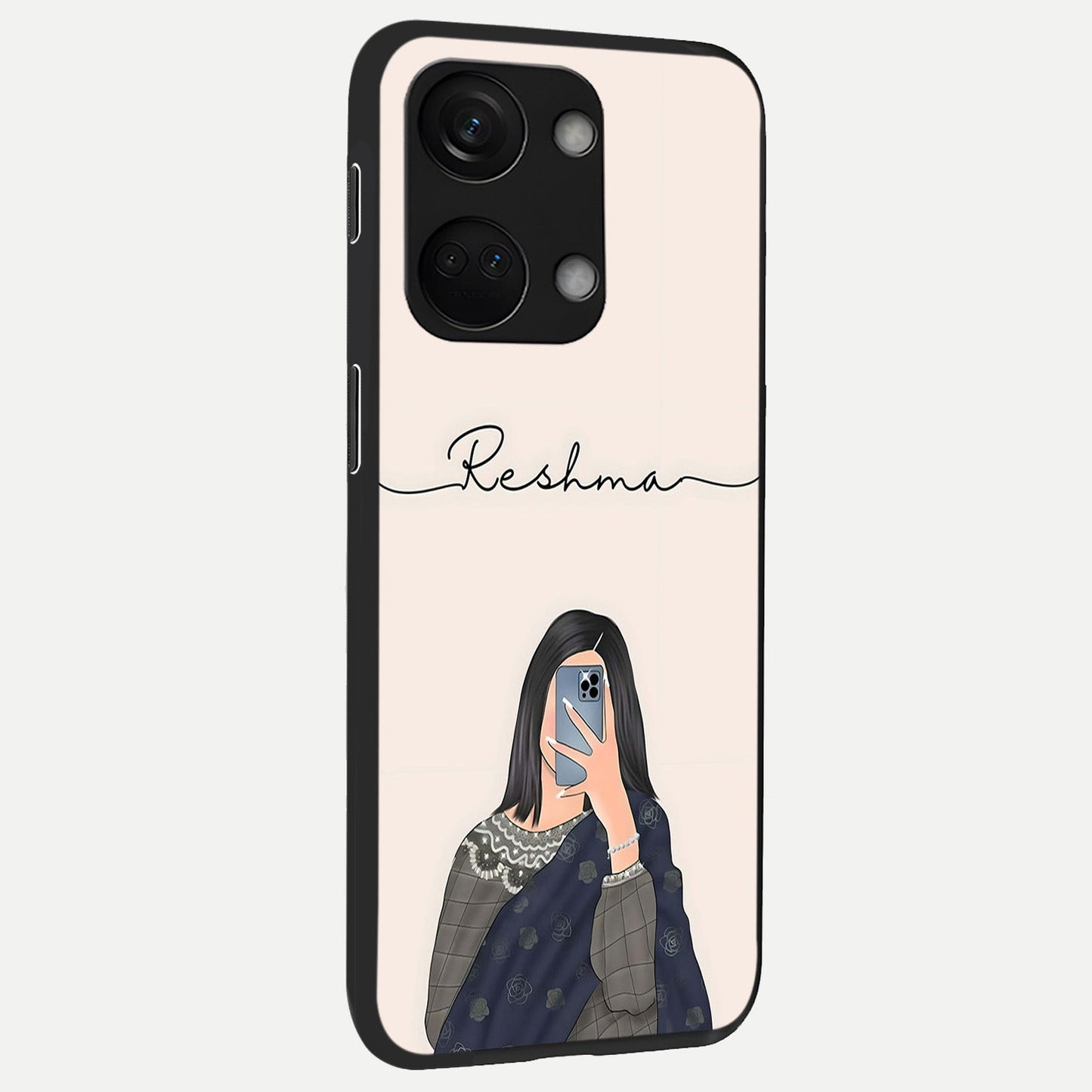 Mirror Mood Muse With Custom Name back cover For Oneplus Nord 3 slim fit glass case with vibrant aesthetic design