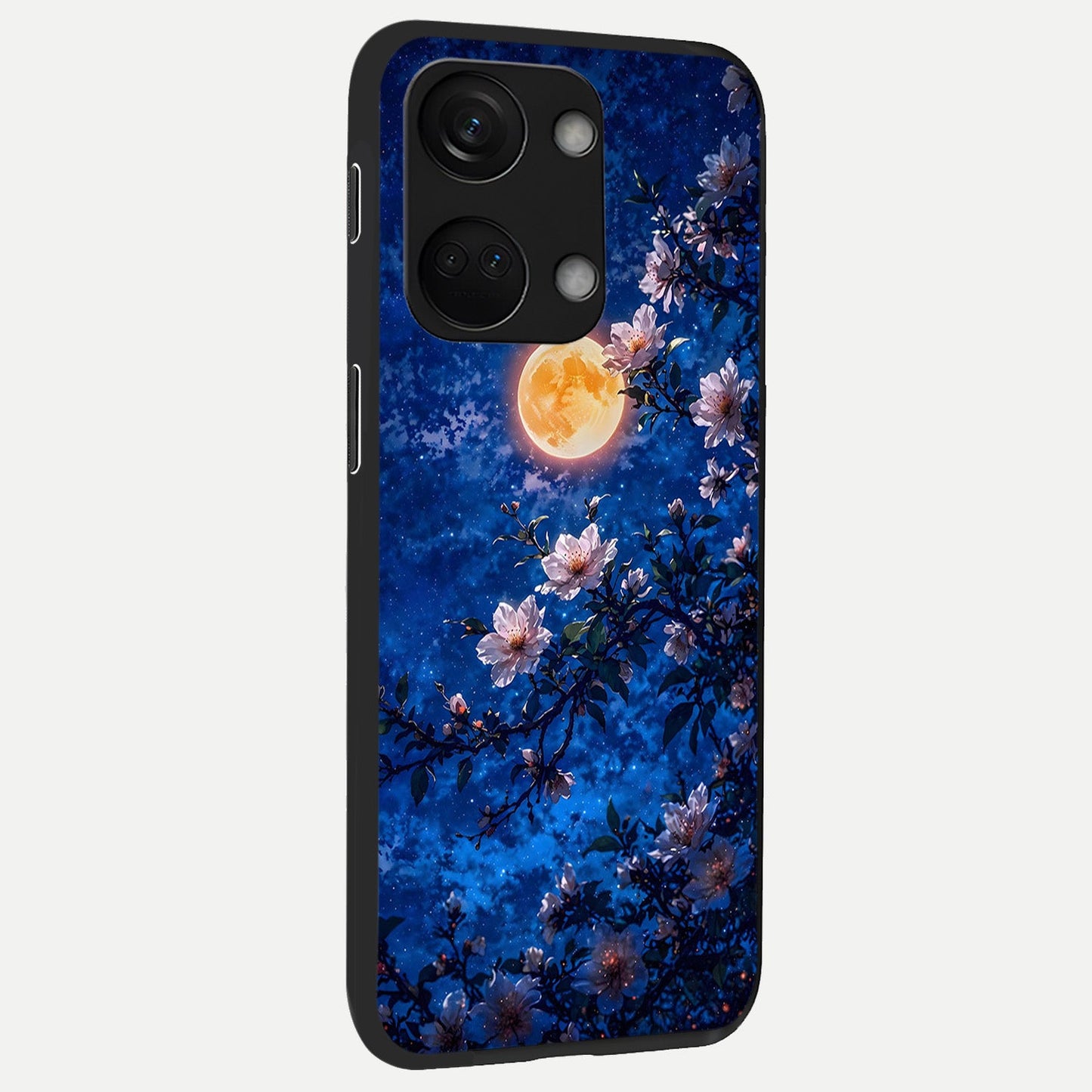 Moonlit Blossoms Night back cover For Oneplus Nord 3 slim fit glass case with vibrant aesthetic design