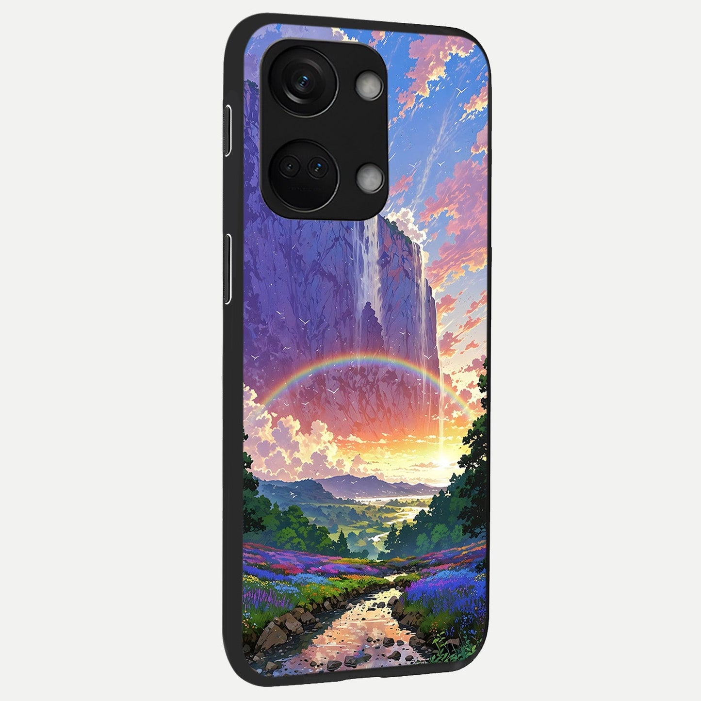 Rainbow Valley Dream back cover For Oneplus Nord 3 slim fit glass case with vibrant aesthetic design