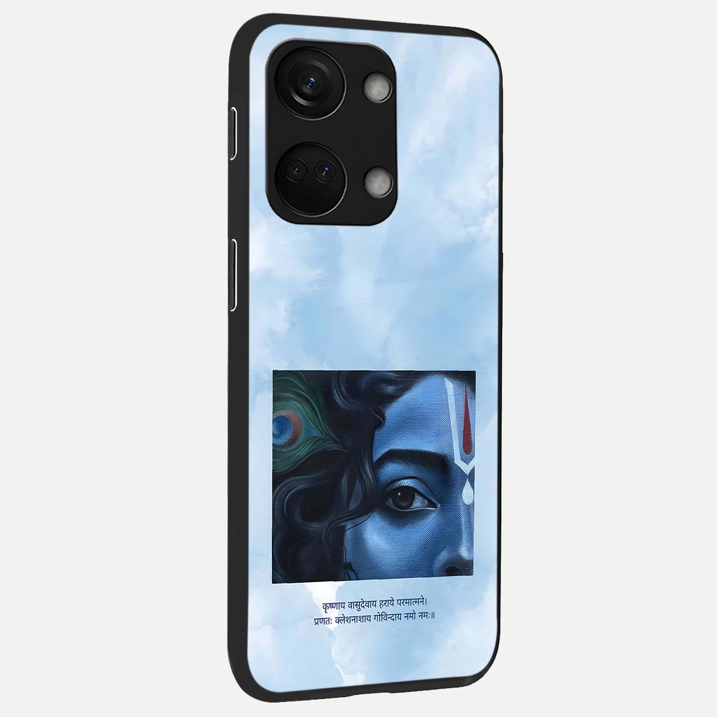 Spiritual Krishna back cover For Oneplus Nord 3 slim fit glass case with vibrant aesthetic design